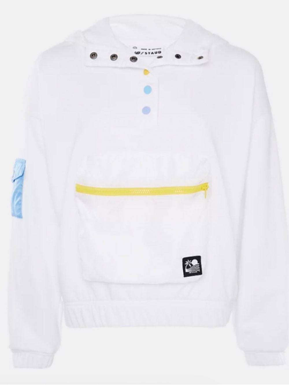 STAUD and New Balance Hoodie with Yellow Zip and Blue Accents